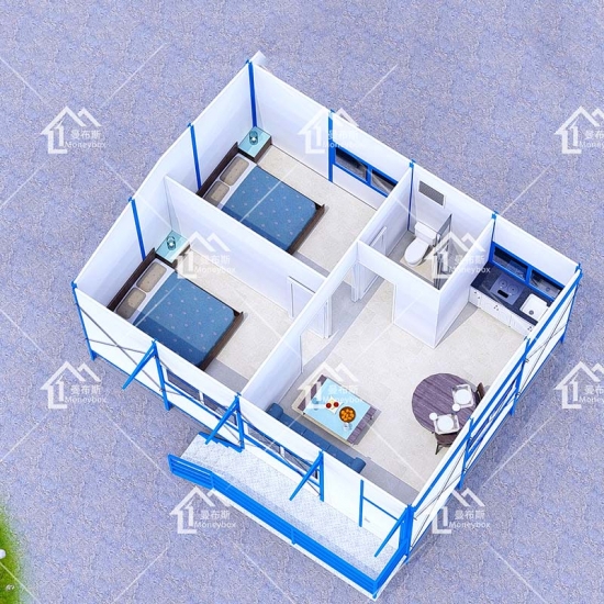 2 chambres minuscules Ferme préfabriquée Housse de jardin avec terrasse en acier